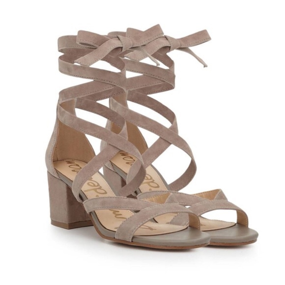 Sam Edelman Strappy Heel Sandal Beige Suede NEW